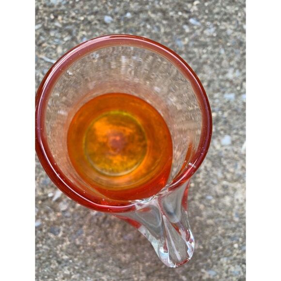 Hand Blown Art Glass Two Toned Glass Small Creamer Pitcher - Picture 4 of 5